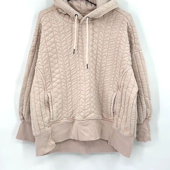 FP Movement Peach Sprint To The Finish Distressed Gorpcore Oversized Quilted Hoo - Picture 2 of 11
